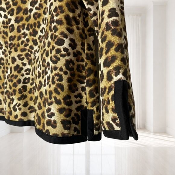 Monterey Bay Leopard Print Cotton Blazer Petite Medium Lined Animal Print Jacket - Picture 9 of 15